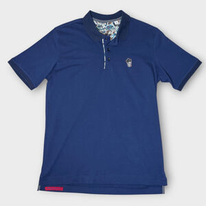 ROBERT GRAHAM Polo Shirt Men's MEDIUM Blue 100% Cotton Skull Crown EUC